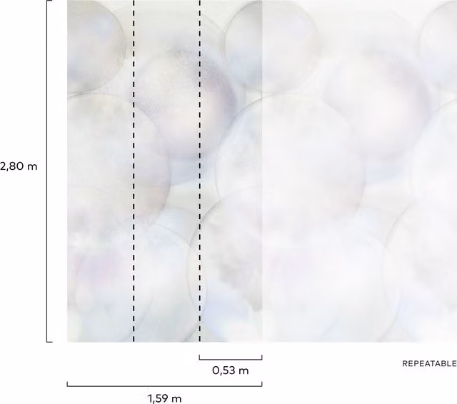 Grandeco Phantasia Bubbles Blue Abstract Vinyl Wallpaper Mural, W: 280 cm, H: 159 cm