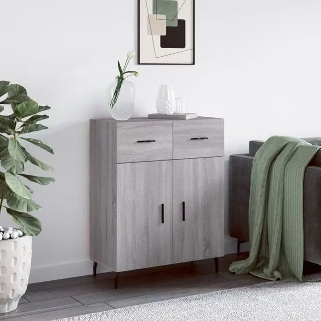 Berkfield Home Grey Sonoma Sideboard, W: 69.5 cm, D: 34 cm, H: 90 cm – 1