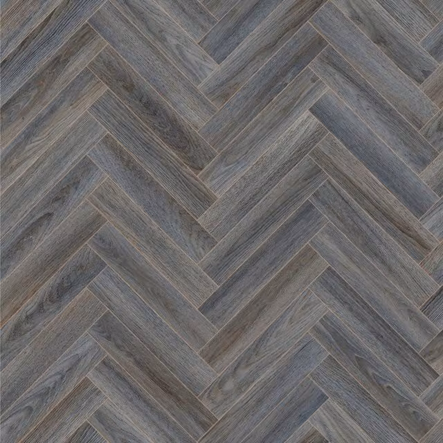 Lotus Grey Herringbone Wood Effect Vinyl Flooring Sheet, Thickness: 3.8 mm, W/D: 200 x 200 cm