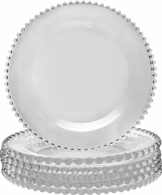 Dibor Bella Perle Glass Charger Plate Set of 6, Clear, Diameter: 33 cm – 1