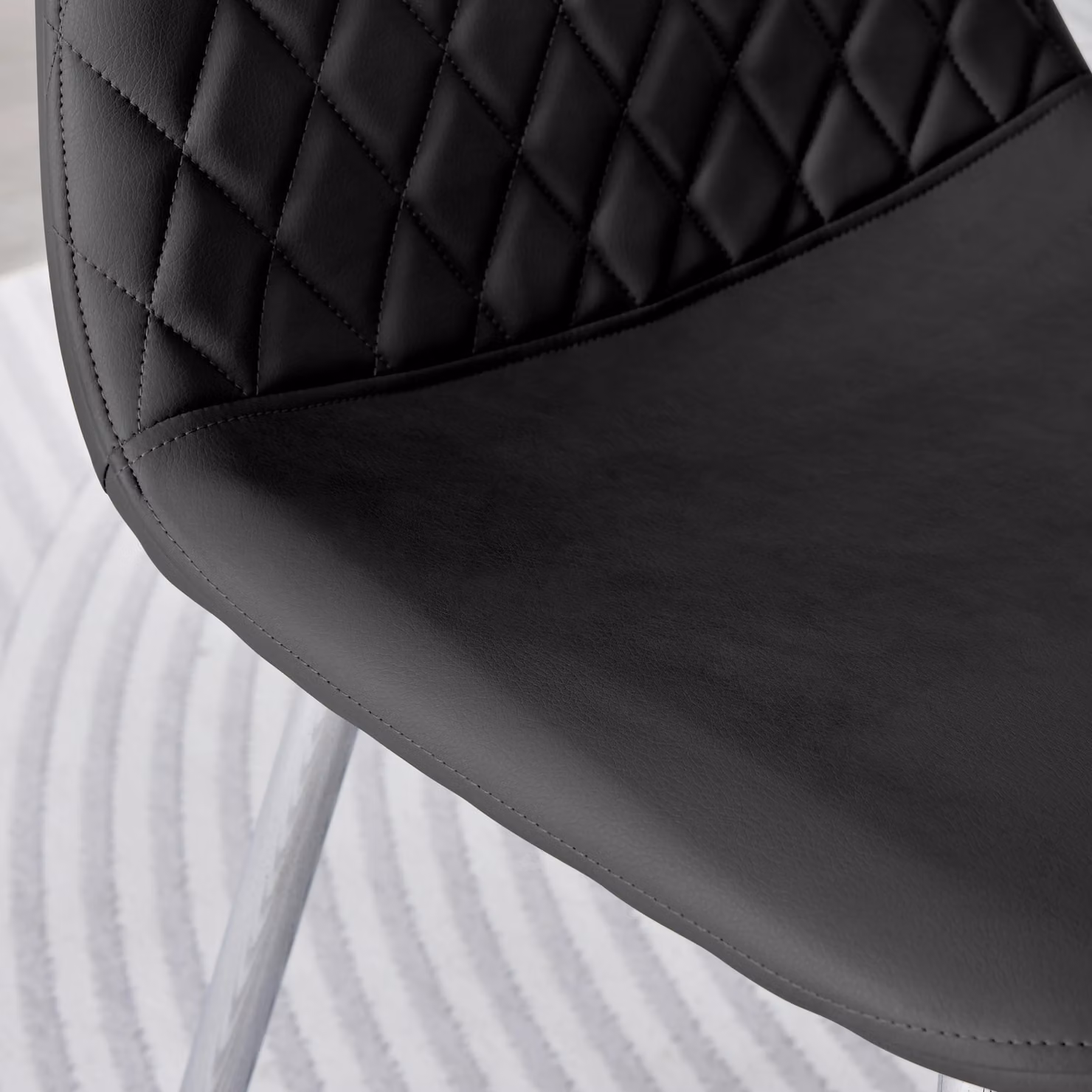 FurnitureboxUK Set of 2 Corona Black Faux Leather Dining Chairs with Silver Legs – 3