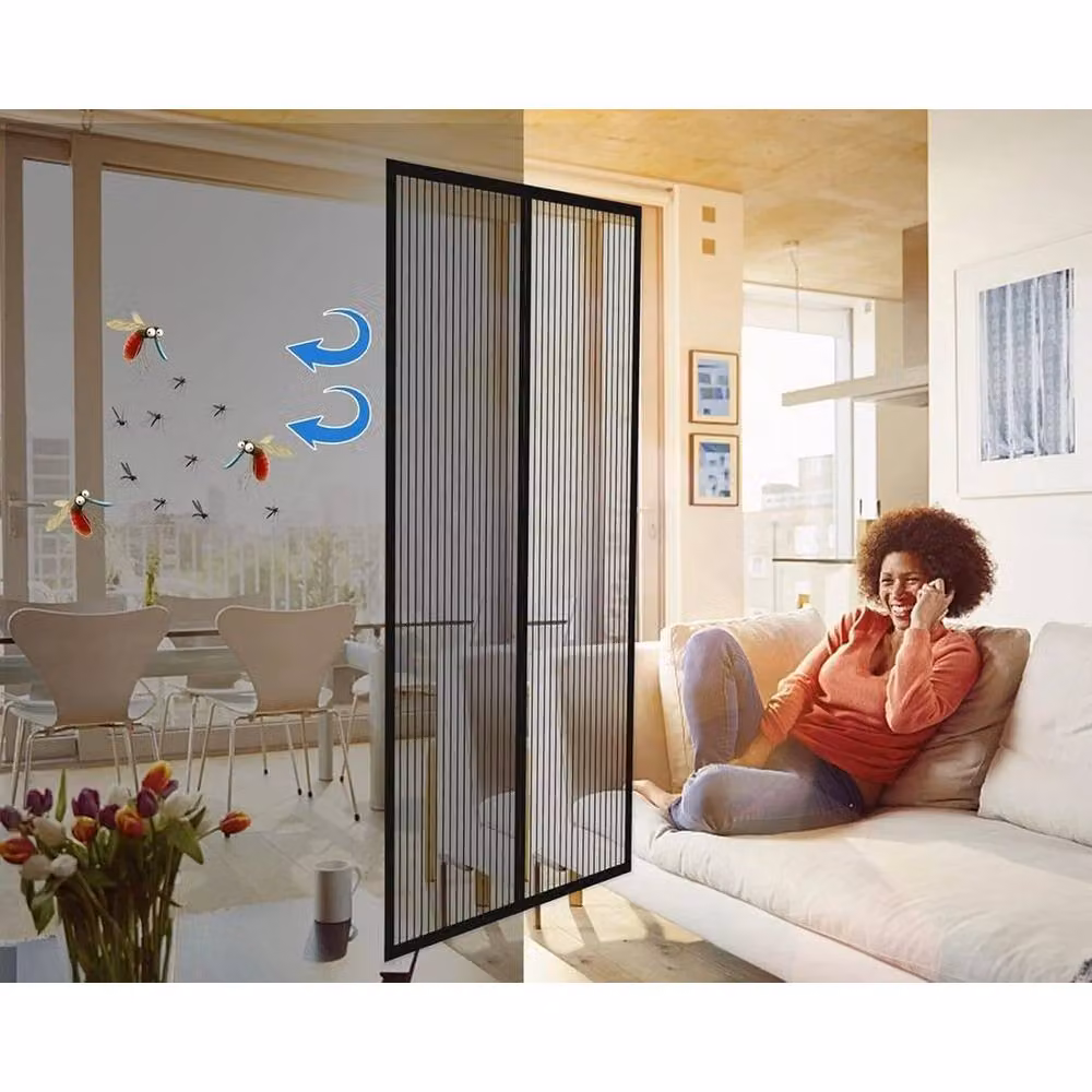 FLAVORA Magnetic Fly Screen Door Mesh Curtain in Black, W: 90 cm, H: 210 cm – 2