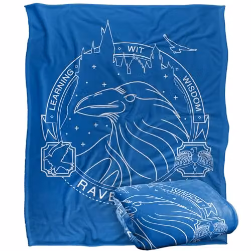 LOGOVISION Harry Potter Ravenclaw Line Art Badge Super Soft Fleece Throw Blanket, Multicolour, W: 127.0 cm, D: 152.4 cm