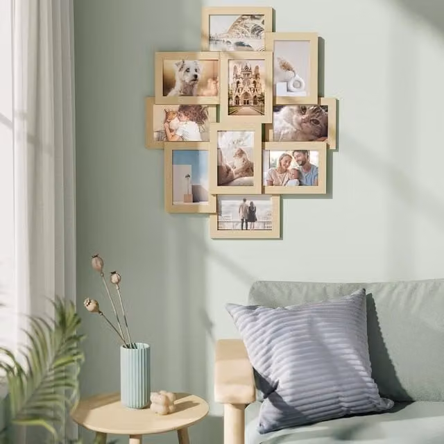 SONGMICS Wall Photo Gallery Display Set in Beige and Sand for 10x15 cm Photos – 1