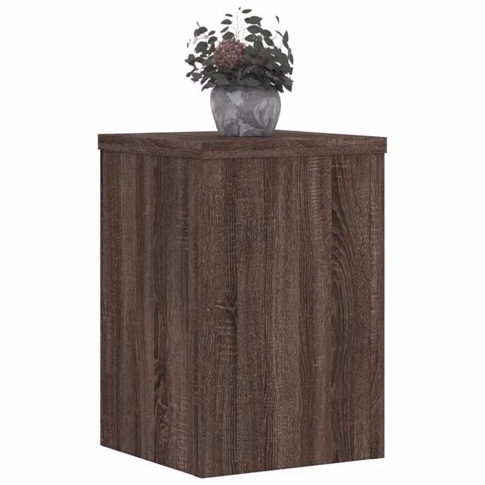 Berkfield Home Set of 2 Modern Brown Oak Plant Stands, W/D/H: 25 x 25 x 35 cm – 3