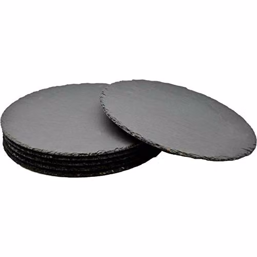 Argon Tableware Round Black Slate Placemats, Pack of 6, Diameter: 30 cm