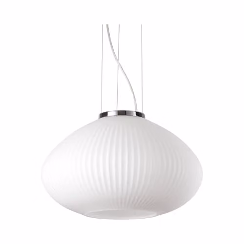 Ideal Lux Plisse Globe Dome Pendant Ceiling Light in Chrome and White, Diameter: 35 cm