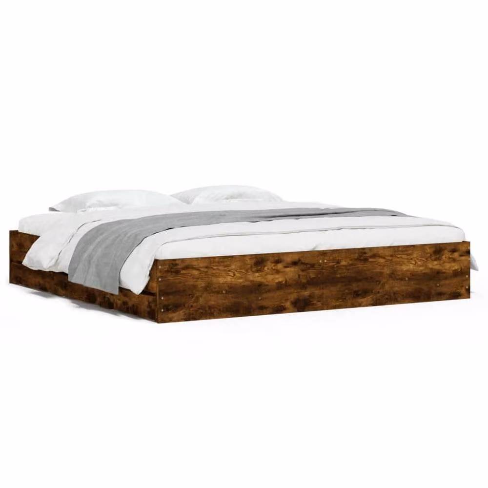 Berkfield Home Modern Bed Frame with Drawers in Smoked Oak Brown, W/D/H: 160 x 203 x 33 cm – 3