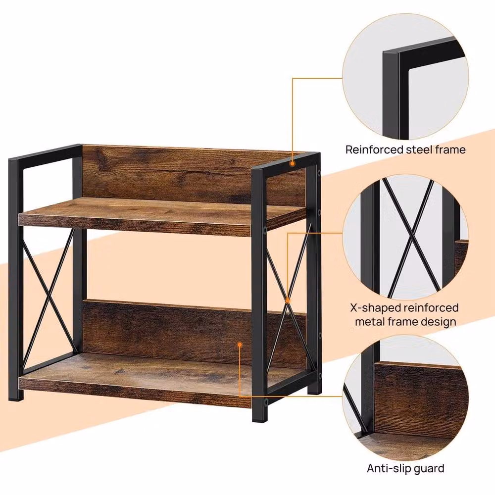 EONLION 2 Tier Wooden Kitchen Countertop Spice Rack Organizer, Brown, Width: 100 cm – 4