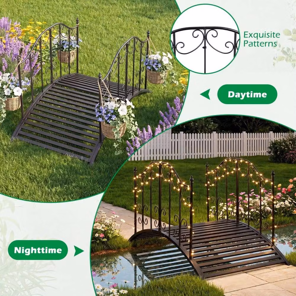 Kelvenix Black Metal Decorative Garden Bridge – 4