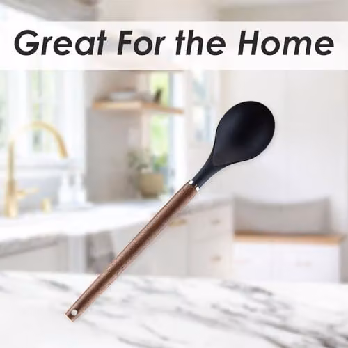 VFM e-Store Acacia Wood Cooking Spoon, Heat Resistant and Non-Scratch, Black, Length: 32 cm – 3