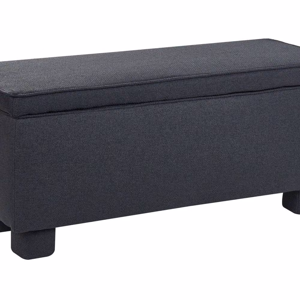 Wyld and Coco Grey Fabric Storage Bench with Lift-Up Top and Wooden Legs – 2
