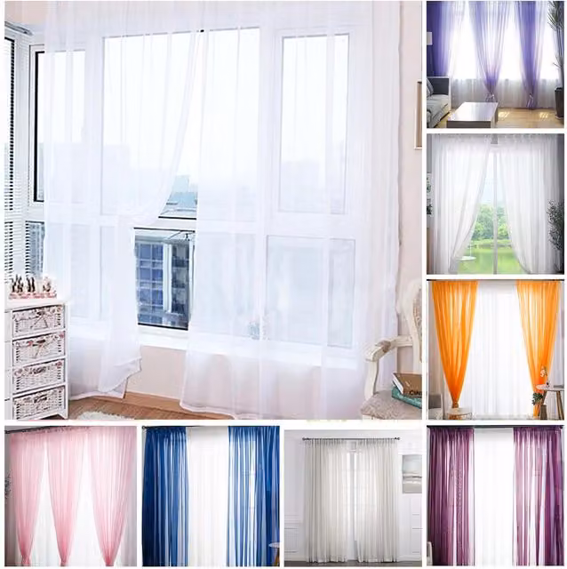 Roseley Pink Transparent Plain Voile Fabric Panel Curtain with Rod Pocket, Width: 137.16 cm
