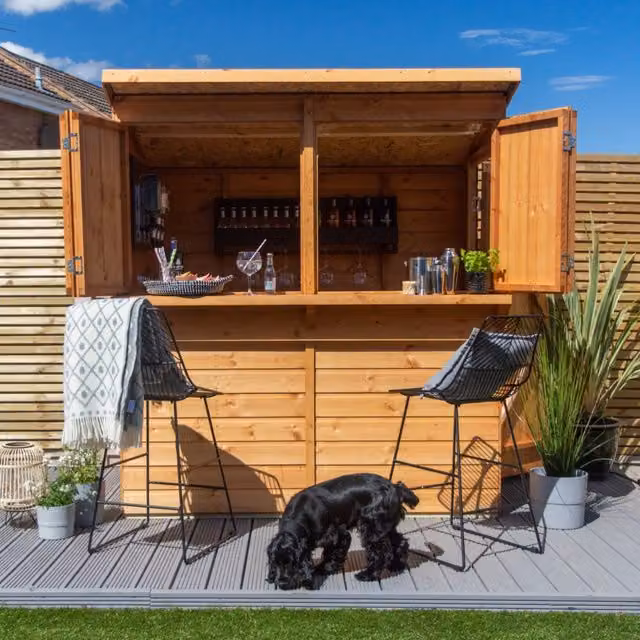 Forest Garden Shiplap Pent Garden Bar in Brown Wood