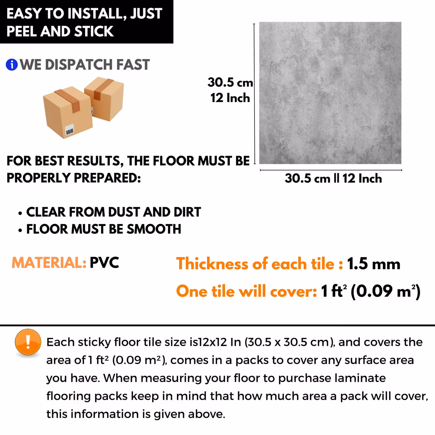 Novecrafto Self Adhesive Stone Look Vinyl Floor Tiles, Grey, Pack of 30, W/D: 30.5 x 30.5 cm – 2
