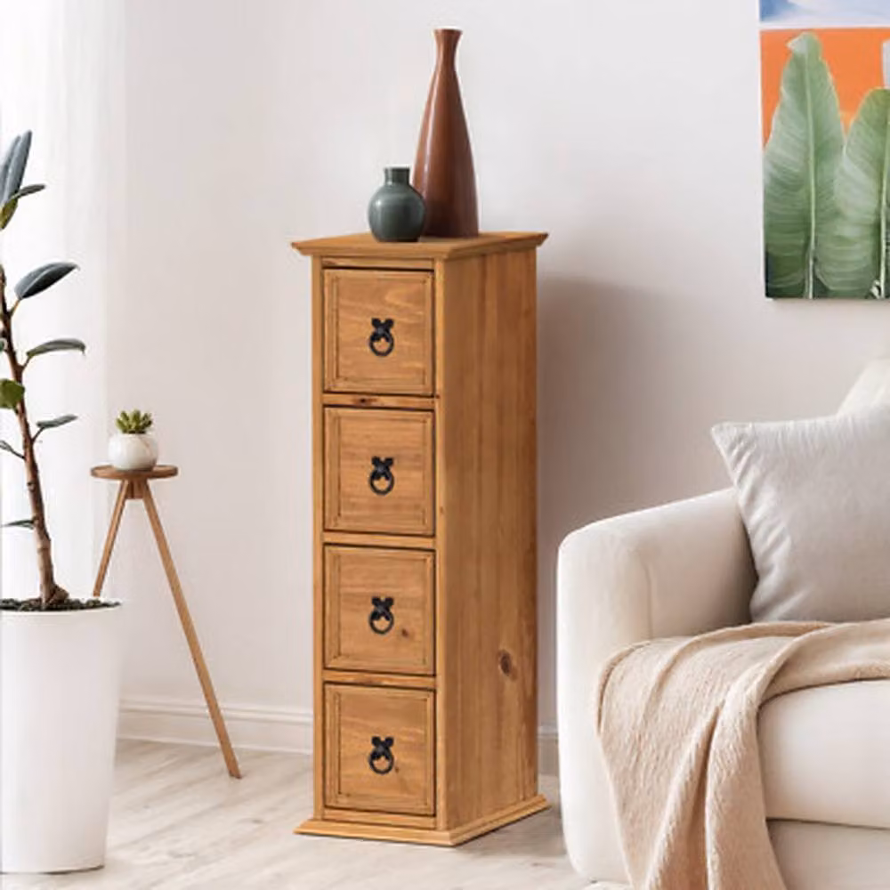 NESTLUNE 4-Tier Solid Pine CD Storage Tower in Brown, W/D/H: 100 x 100 x 81 cm – 3