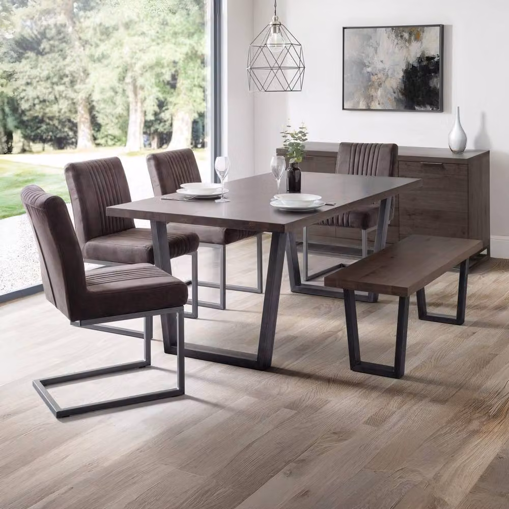 Cheshire Premium Kingsley Wooden Bench in Dark Oak with Gunmetal Frame, Dark Brown – 4