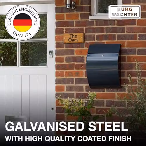 Burg-Wächter Riviera 835 Letterbox, Anthracite, Wall Mounted Galvanised Steel Mailbox – 3
