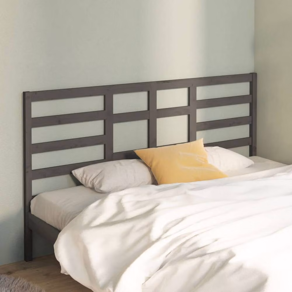 Berkfield Home Grey Rustic Solid Pine Wood Bed Headboard W: 206 cm, D: 4 cm, H: 104 cm – 2