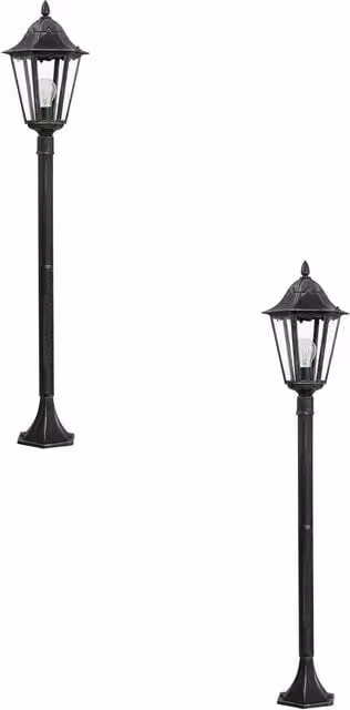 Loops 2 Pack IP44 Outdoor Bollard Lanterns in Black and Silver, Height: 120 cm