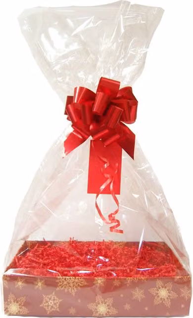 Hampabox Christmas Gift Basket Kit with Red and Gold Accessories, W: 30 cm, D: 20 cm, H: 6 cm