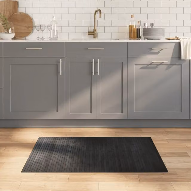Berkfield Home Rectangular Grey Bamboo Rug W: 70 cm, D: 100 cm – 1