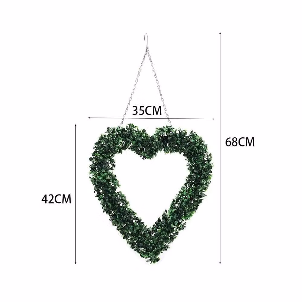 NESTLUNE Artificial Green Boxwood Topiary Heart Hanging Wreath, W/D/H: 100 x 15 x 15 cm – 2