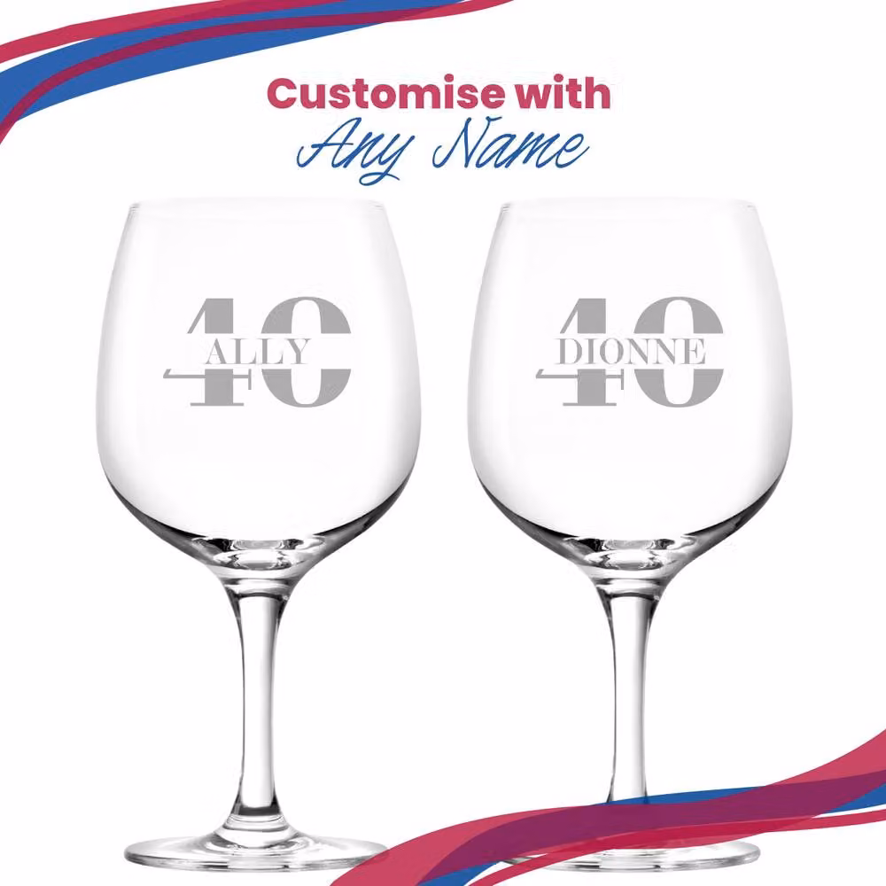 Uniqueful Personalised 40th Birthday Engraved Spanish Gin Copa Cocktail Glass in Clear – 3