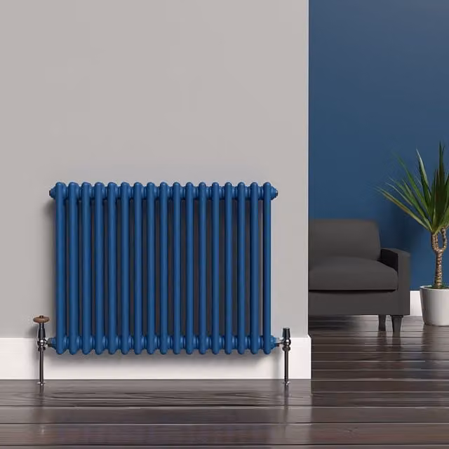 Lux Heat Horizontal 2 Column Steel Radiator in Galaxy Blue, W: 60.0 cm, H: 78.5 cm