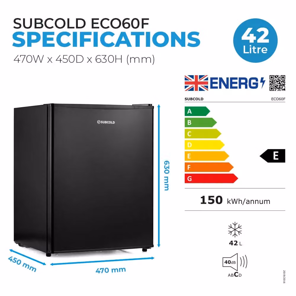 Subcold Under Counter Upright Freezer in Black with Reversible Door – 9