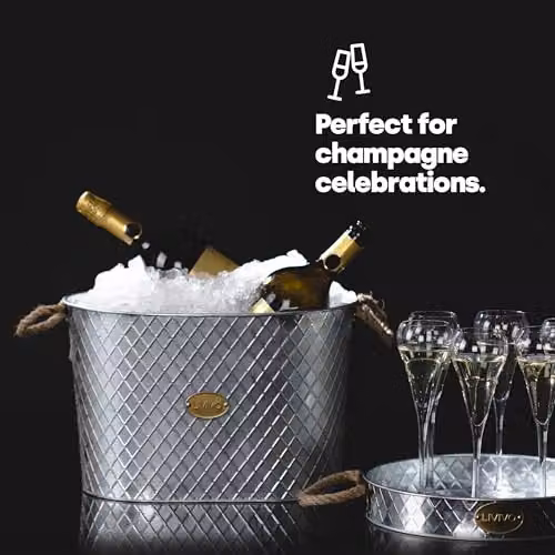 LIVIVO Polished Silver Stainless Steel Ice Bucket Drinks Cooler with Rope Handles, 24L – 5