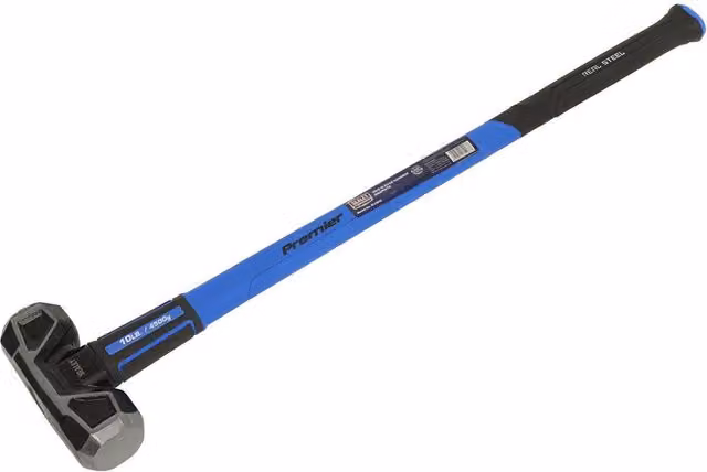Loops 10lb Sledge Hammer with Fibreglass Handle and Rubber Grip in Blue and Metallics