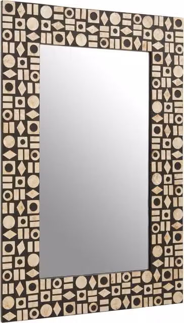 Orsina Palu Modern Geometric Black and Gold Rectangular Wall Mirror – 1