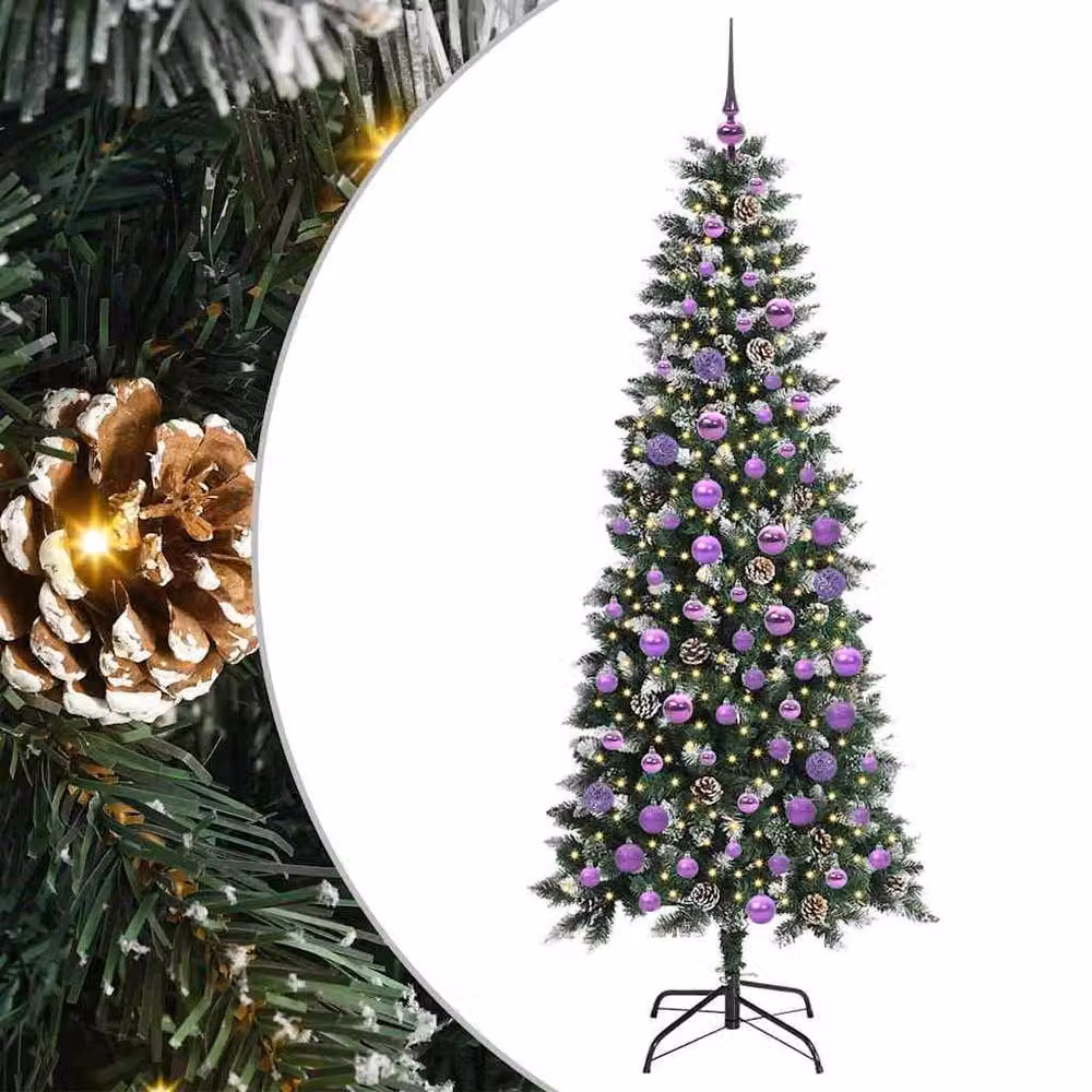 Berkfield Home Elegant Green Artificial Christmas Tree with 300 LEDs, W/D/H: 76 x 76 x 180 cm – 3