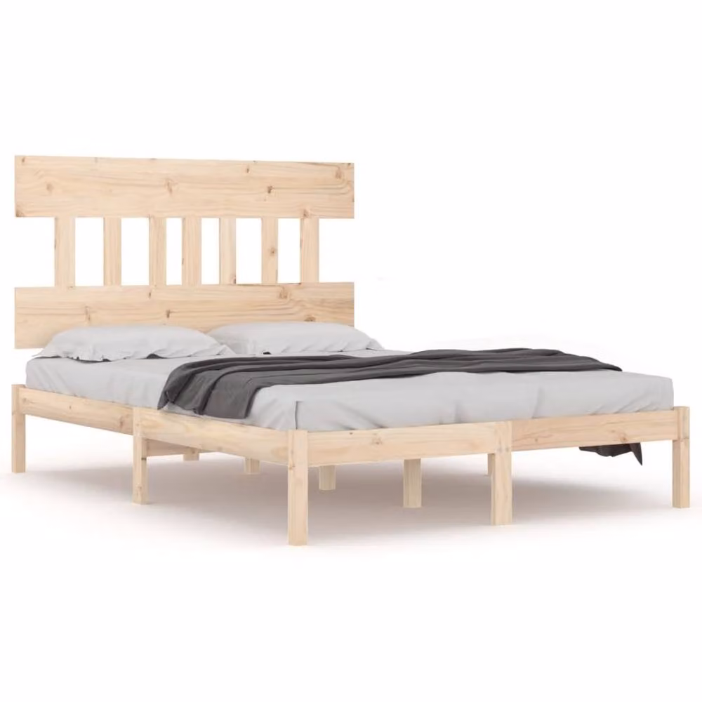 Berkfield Home Small Double Solid Wood Pine Bed Frame in Brown, W/D/H: 120 x 200 cm – 2
