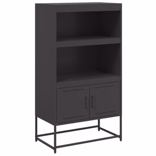 vidaXL Industrial Black Steel Highboard with Internal Shelves and Hinged Doors W/D/H: 68.5 x 38.5 x 123.5 cm – 1