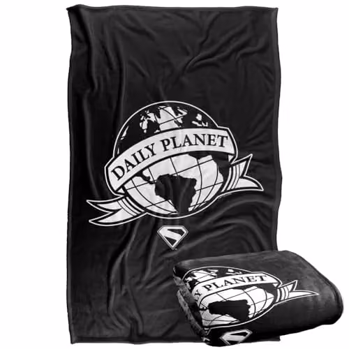Warner Bros. Superman 2025 Daily Planet Scroll Super Soft Fleece Throw Blanket, Multicolour, W/D/H: 91 x 147 cm