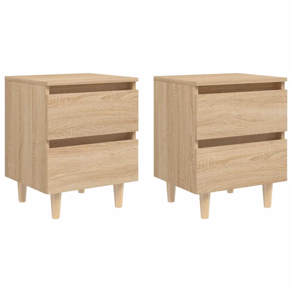 Berkfield Home Set of 2 Bedside Cabinets in Sonoma Oak and Brown with Solid Pinewood Legs, W: 40 cm, D: 35 cm, H: 50 cm – 2