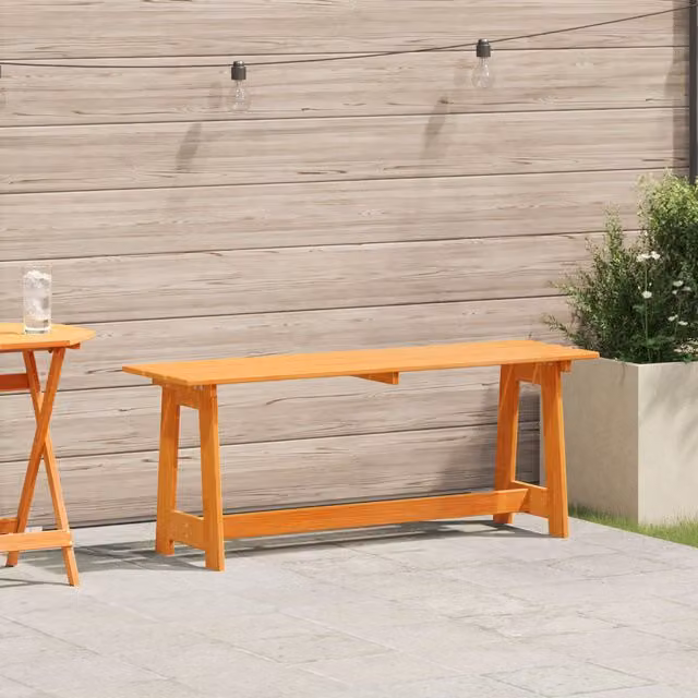 Berkfield Home Outdoor Acacia and Pine Wood Bench in Brown, W/D/H: 119 x 35 x 47 cm – 1