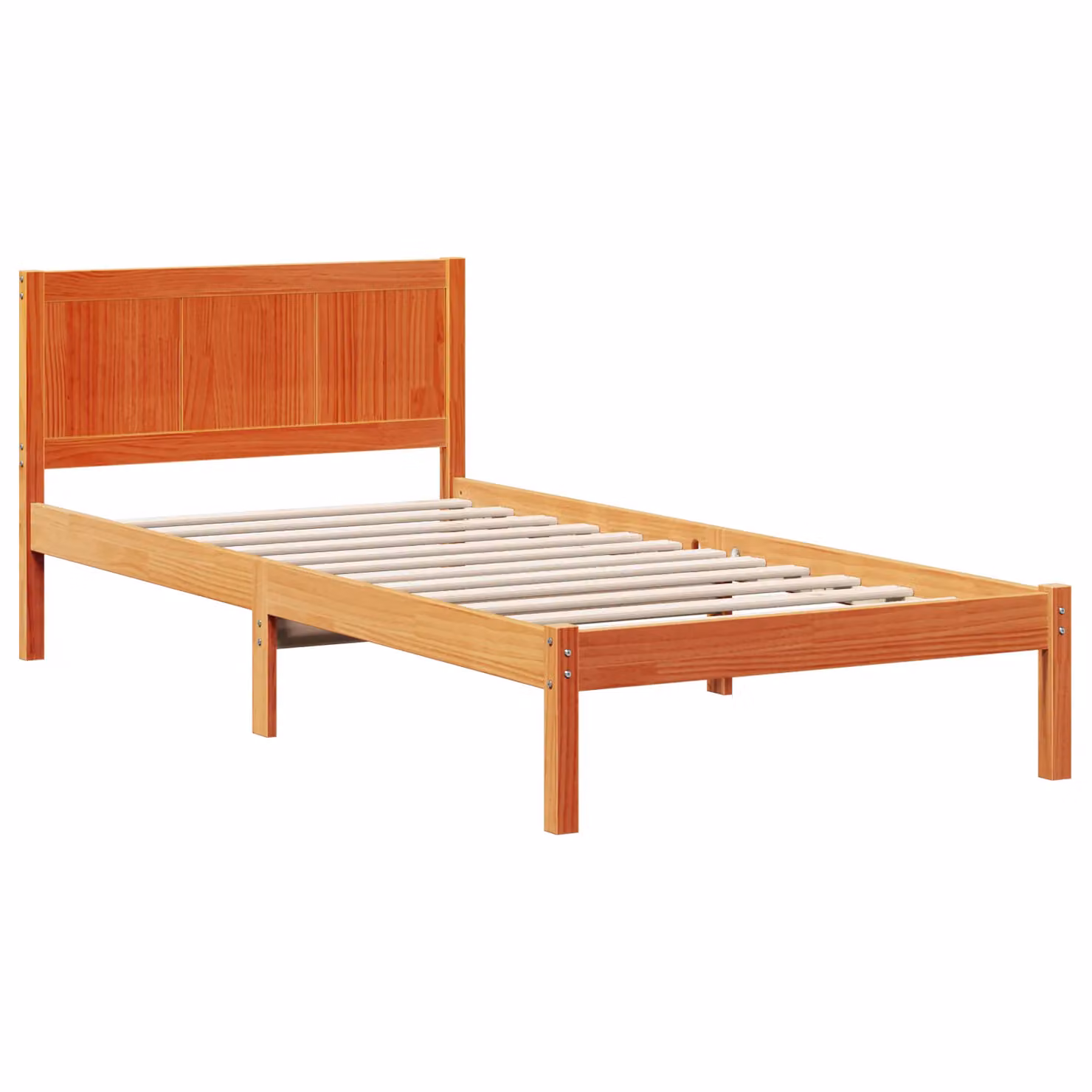 Berkfield Home Wax Brown Solid Pine Wood Bed Frame, W/D/H: 90 x 190 cm – 2