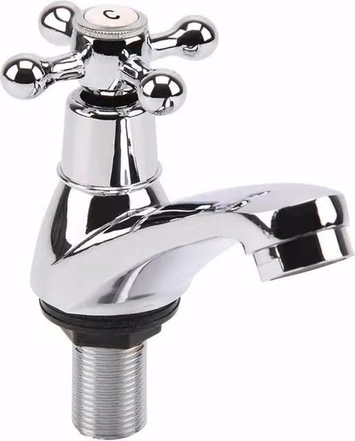 FLAVORA Twin Traditional Two-Handle Brass Bathroom Basin Taps in Silver