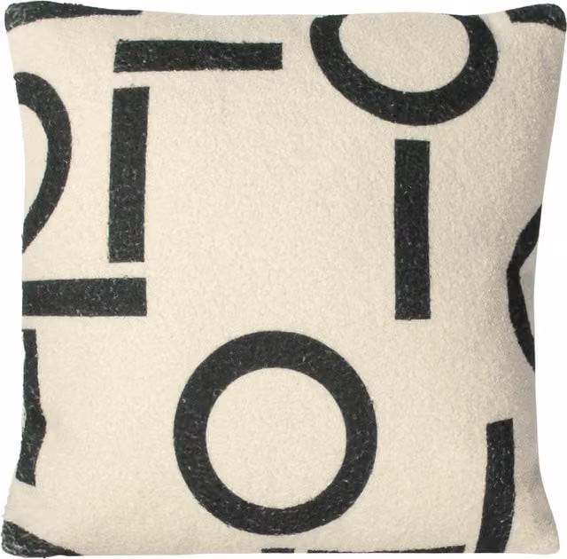 Make It A Home Shearling Circa Geometric Square Fleece Cushion in Black and White