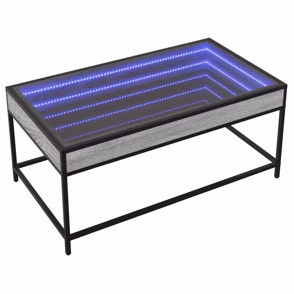 Berkfield Home Infinity LED Coffee Table in Grey Sonoma, W: 90 cm, D: 50 cm, H: 41 cm – 3