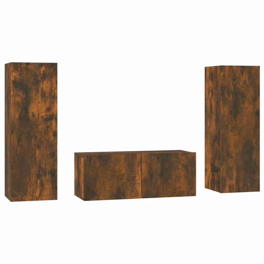 Berkfield Home Classic 3 Piece TV Cabinet Set in Smoked Oak Brown Engineered Wood – 2