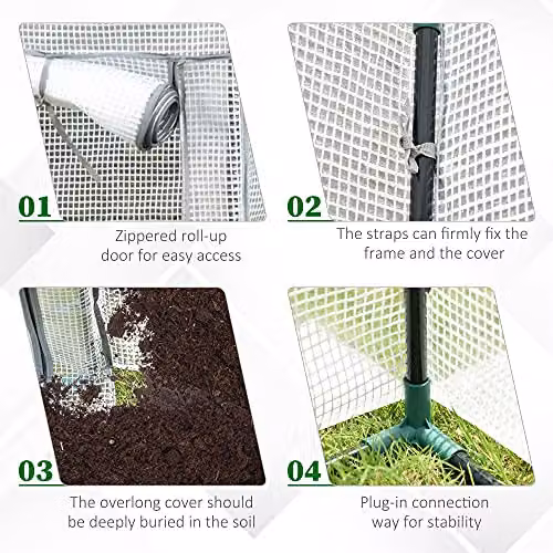 Outsunny White Tomato Greenhouse with PE Cover and Steel Frame, W/D/H: 100 x 50 x 150 cm – 3