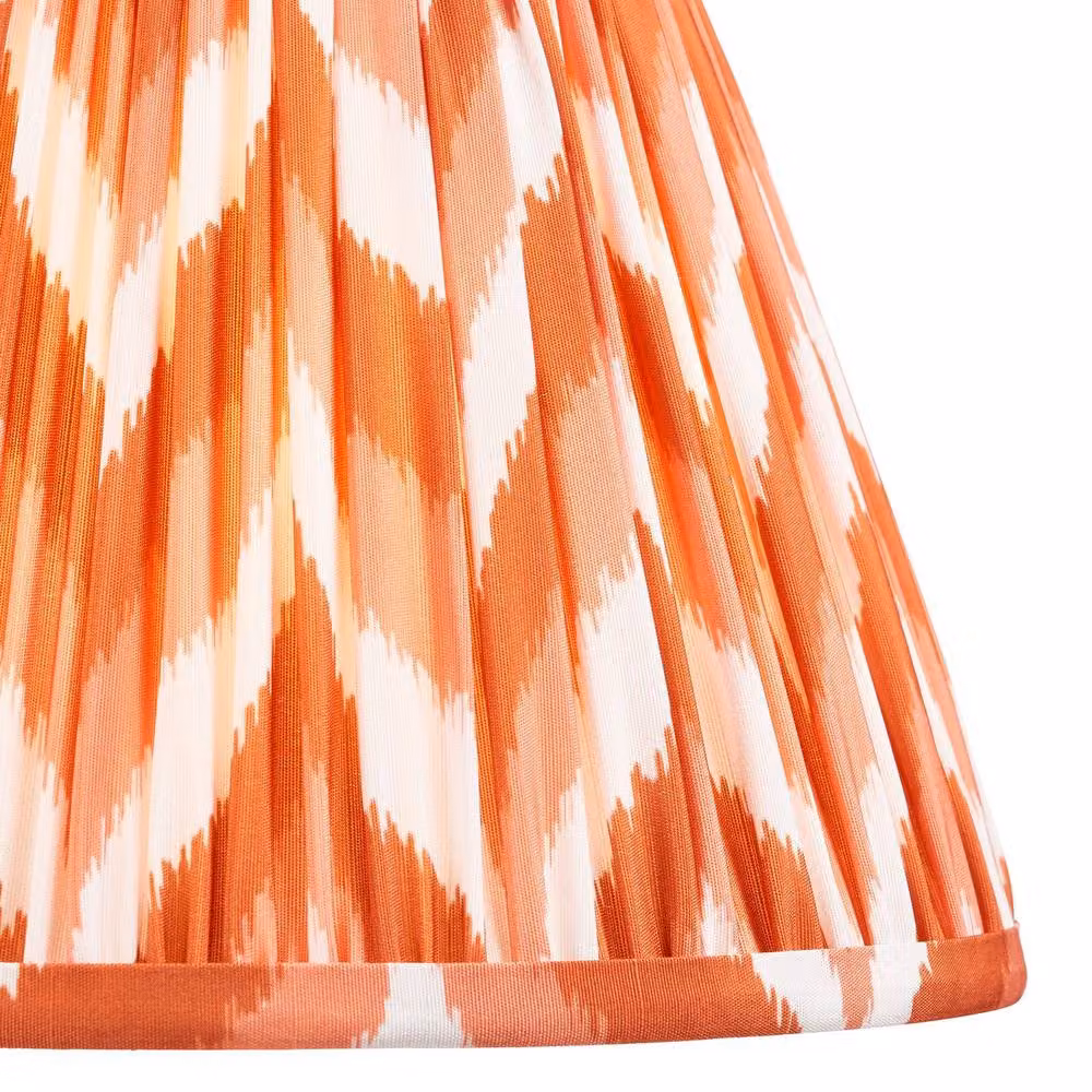 Netlighting Burley Rechargeable LED Floor Lamp with Orange Fabric Zigzag Shade and Gold/Brass Metal Base – 4