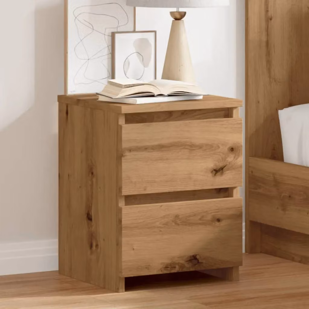 Berkfield Home Artisan Oak Bedside Cabinets, 2 Piece Set in Brown, W/D/H: 30 x 30 x 40 cm – 2