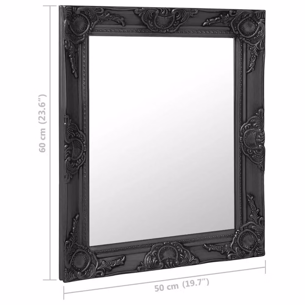 Berkfield Home Antique Baroque Style Rectangular Wall Mirror, Black, W: 50 cm, H: 60 cm – 5