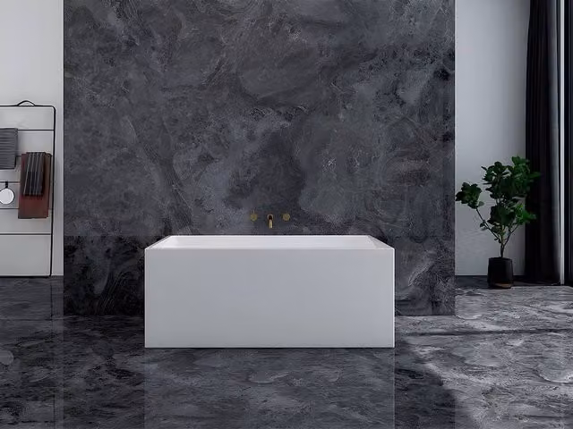 Vente-unique Freestanding Rectangular Acrylic Bathtub in White, W/D/H: 150 x 75 x 60 cm – 1