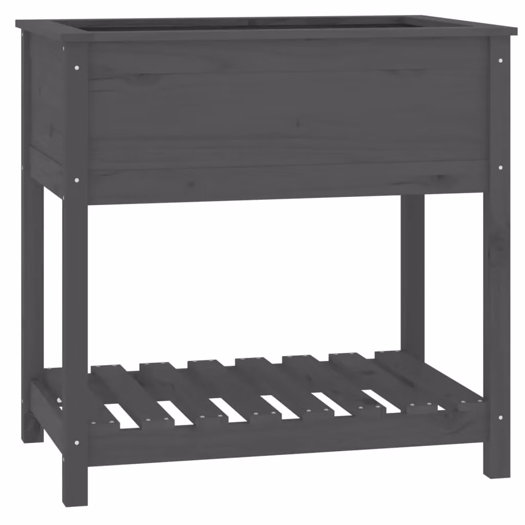 Berkfield Home Planter with Shelf in Grey Solid Wood, W/D/H: 82.5 x 54 x 81 cm – 2